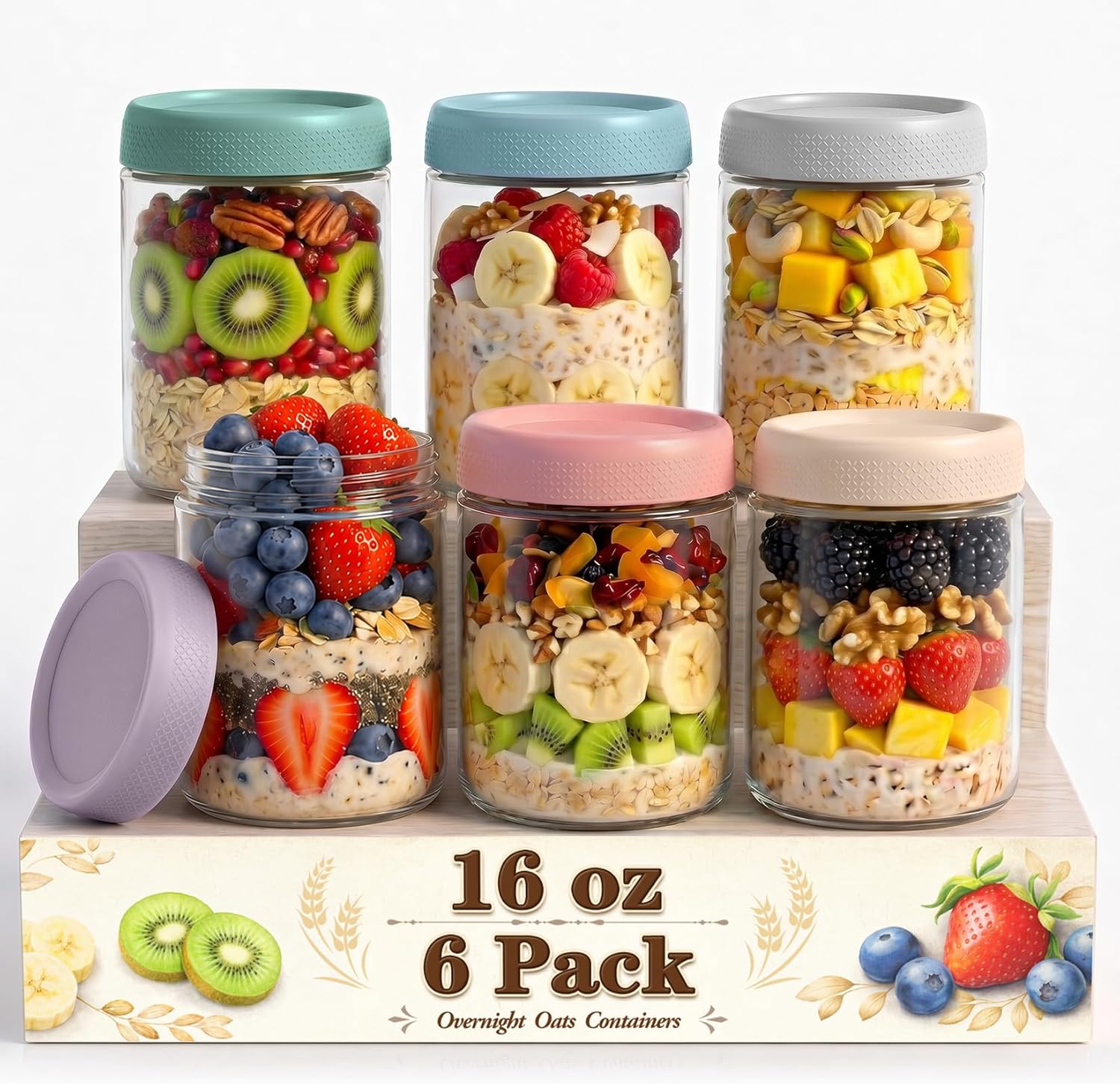 6 Pack 16oz Overnight Oats Con - Meal Prep Overnight Oats recensie en prijs
