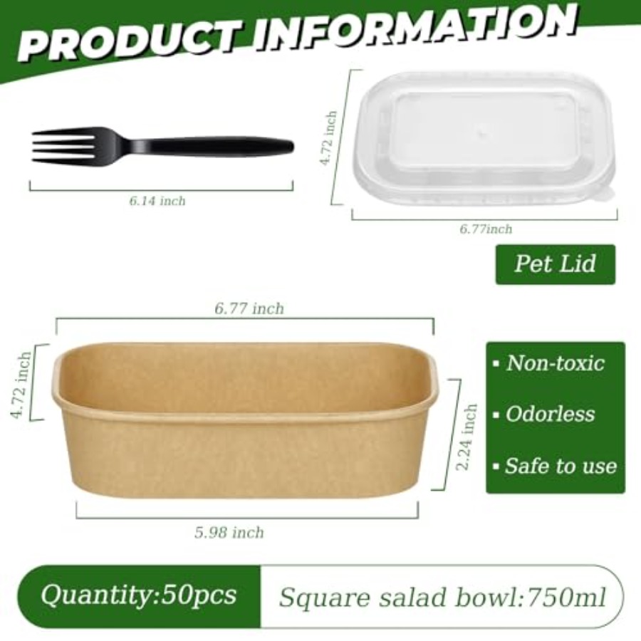 Pack Paper Bowls, Disposable F - Meal Prep Pasta recensie en prijs