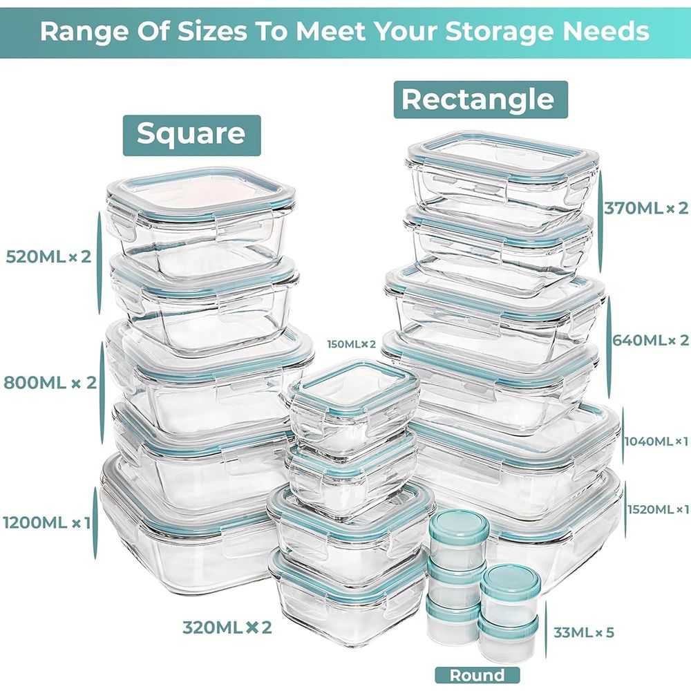 Pc Set Glass Food Storage Cont - Meal Prep Box recensie en prijs